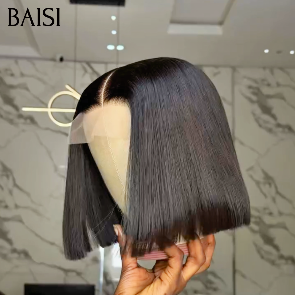 BAISI 2X6 lace Lot 4 Perruques BOB  100% Vietnam Hair 8 Pouces 299€ Ou Perruque Bob Lisse Couleur Noir et Marron 1B/4# Très Bonne Qualité