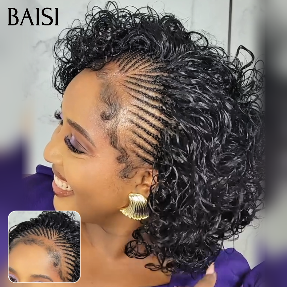 BAISI Full Lace Perruque Contre Chaleur avec Natte Coiffure Deja Faite  169€ Seulement 100% Identique A la Photo en 100%  en cheveux humains