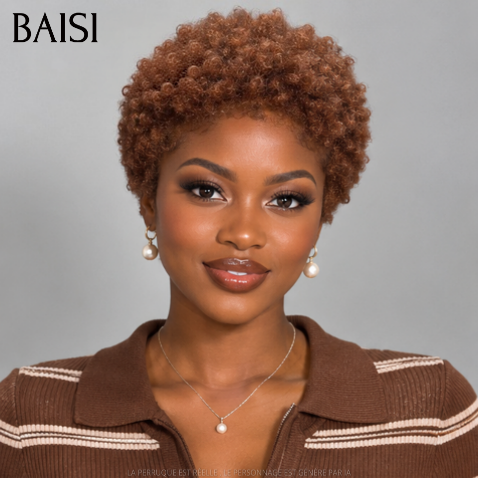 BAISI Vente En Gros 3 Perruques Mélangées Curly Wave Noir et Marron 14 Pouces et 6 Pouces  En Soldes en 100% Cheveux humains Déjà En France Livraison 48H