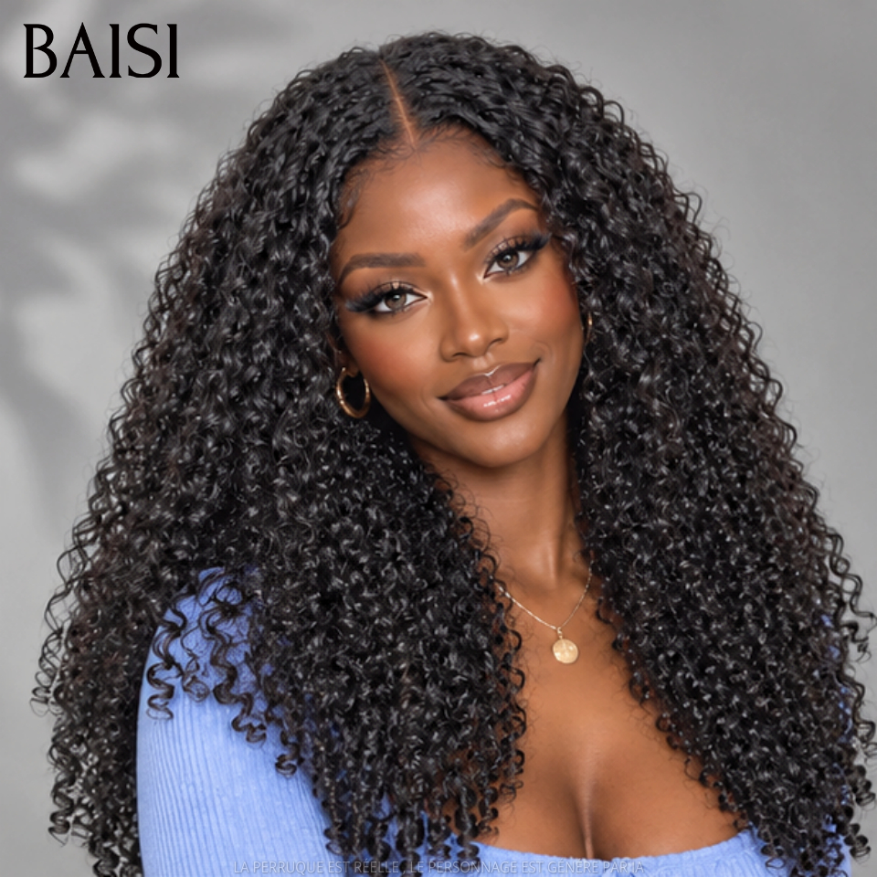 BAISI 13x4 Lace Perruque Srping Curl Longue 16Pouces Promotion 155€ Couleur Noir 1B# Satisfaction Garantie en 100% Cheveux humains