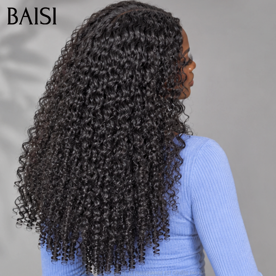 BAISI 13x4 Lace Perruque Srping Curl Longue 16Pouces Promotion 155€ Couleur Noir 1B# Satisfaction Garantie en 100% Cheveux humains