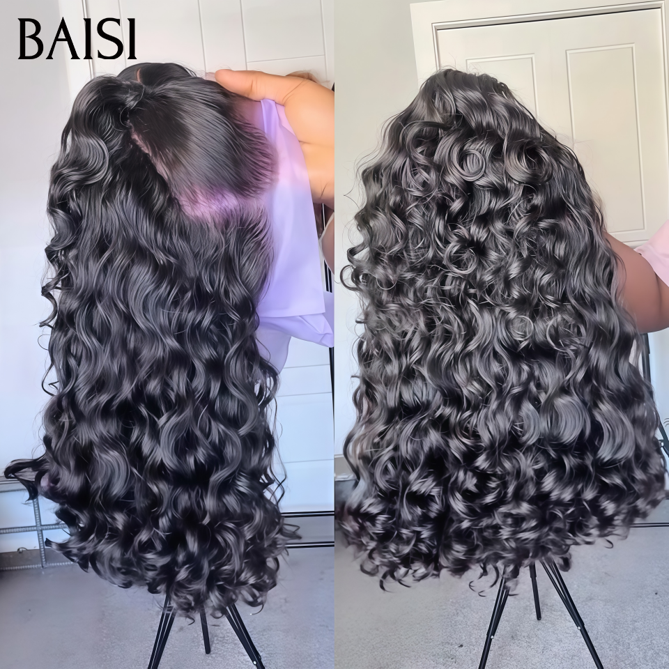 BAISI 13x4 lace Perruque Coiffée 100% Vietnam Hair Longue Bouclée Ondulation Parfaite Deja Prête à Porter Meilleure Qualité Garantie 20ans en 100% Cheveux Humains