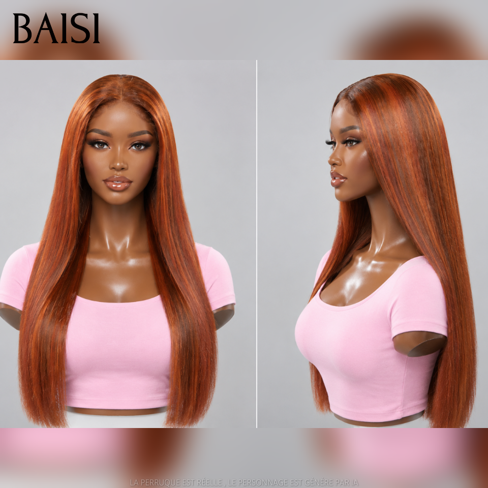 BAISI 13x4 Lace Lot de 4 Perruques Longues 300€ Couleurs Noir Rouge et Marron Et Marron Glacé Différentes Textures 18Pouces Récommandation Spéciale Petit Business en 100% Cheveux humains