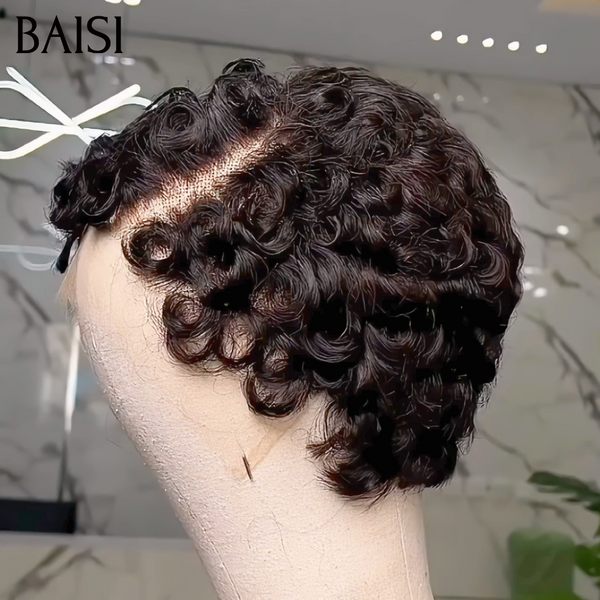 BAISI Lot de 2 Perruques + 1 Gratuite 179€ 2x6 Lace Closure bob Lisse Noir Marron 1BT/4# + 13x4 Lace Pixie Wave Courte Noir Excellent Choix Pour Revendeurs Débutantes Très Bonne Qualité en 100% Cheveux Humains
