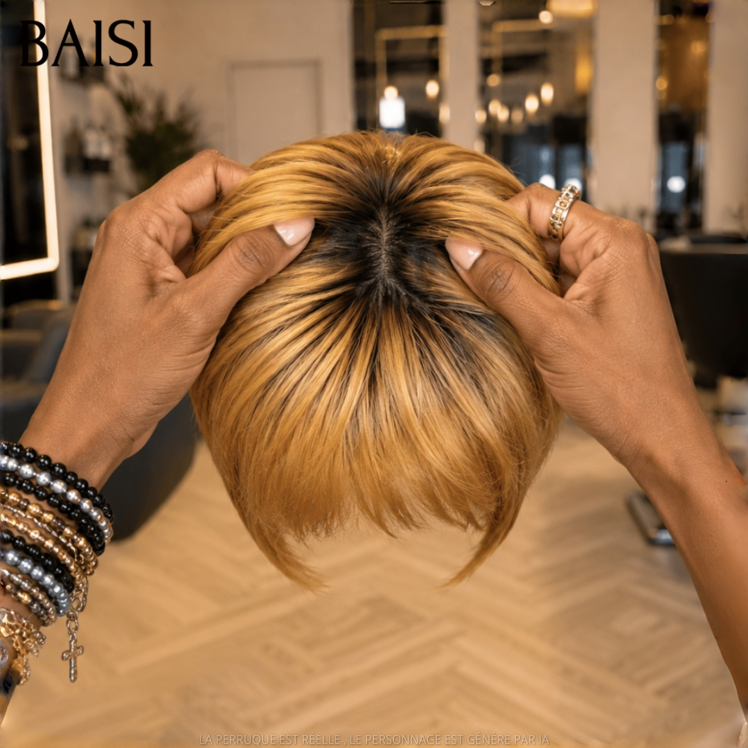 BAISI Grande Promo petite coupe en couleur #4#30 ou noir sans colle sans lace 100% fabriqué à la machine En 100% Cheveux Humains #026
