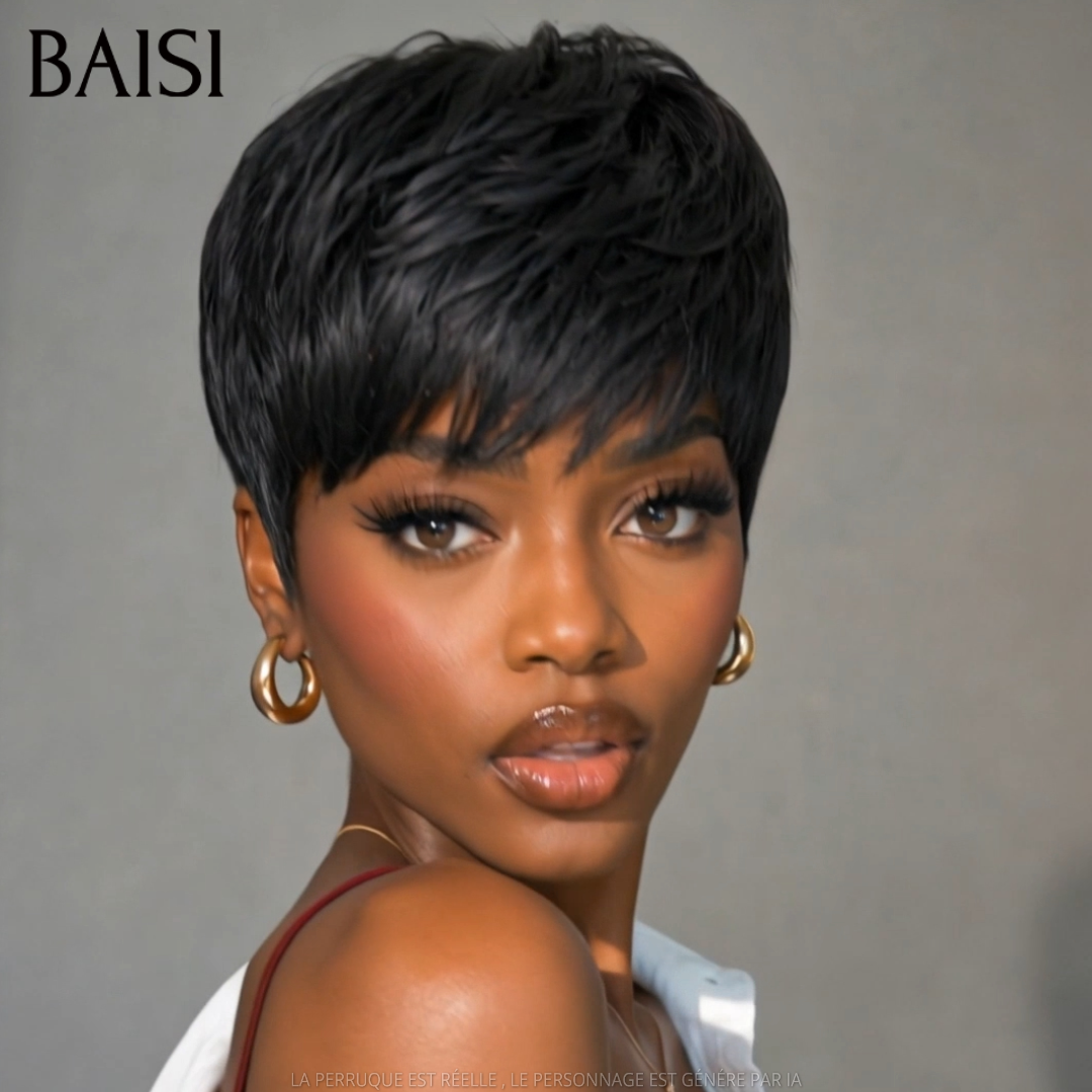 BAISI Grande Promo petite coupe en couleur #4#30 ou noir sans colle sans lace 100% fabriqué à la machine En 100% Cheveux Humains #026