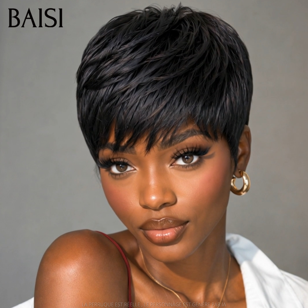 BAISI Grande Promo petite coupe en couleur #4#30 ou noir sans colle sans lace 100% fabriqué à la machine En 100% Cheveux Humains #026