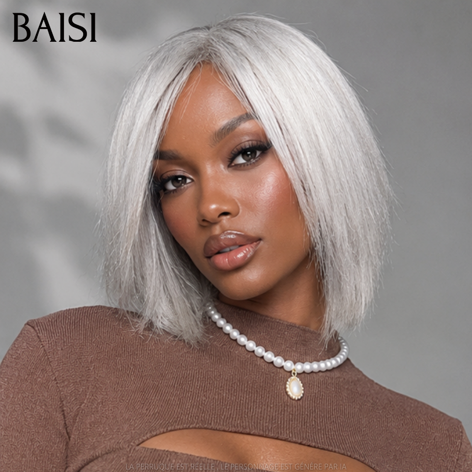 Promotion 13x4 lace Frontal Perruque Pixie Courte 8 Pouces Lisse Gris 88€ ou Boucle Marron 68€ en 100% Cheveux Humains