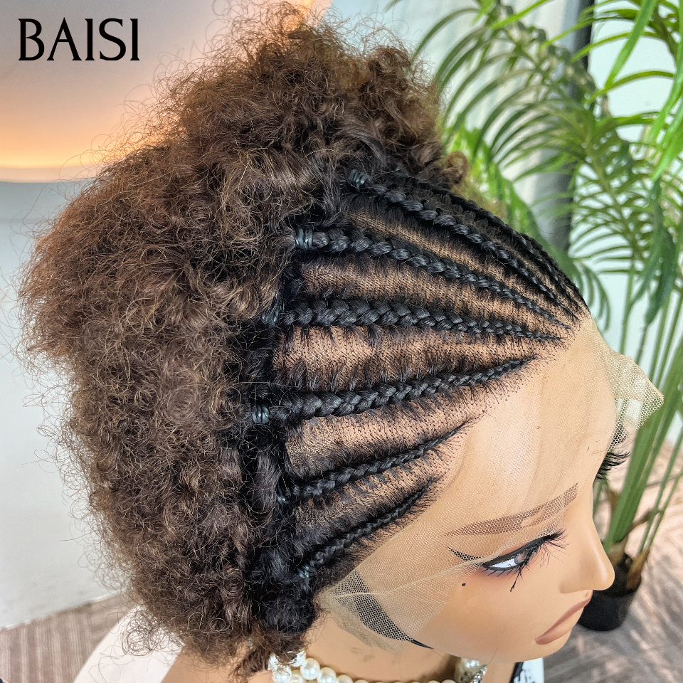 13x4 lace frontal Perruque avec coiffure tressée natte BOB Nouveau produit curly wave 14 Pouces 89€ ou afro curly Marron 69€ en 100% Cheveux Humains