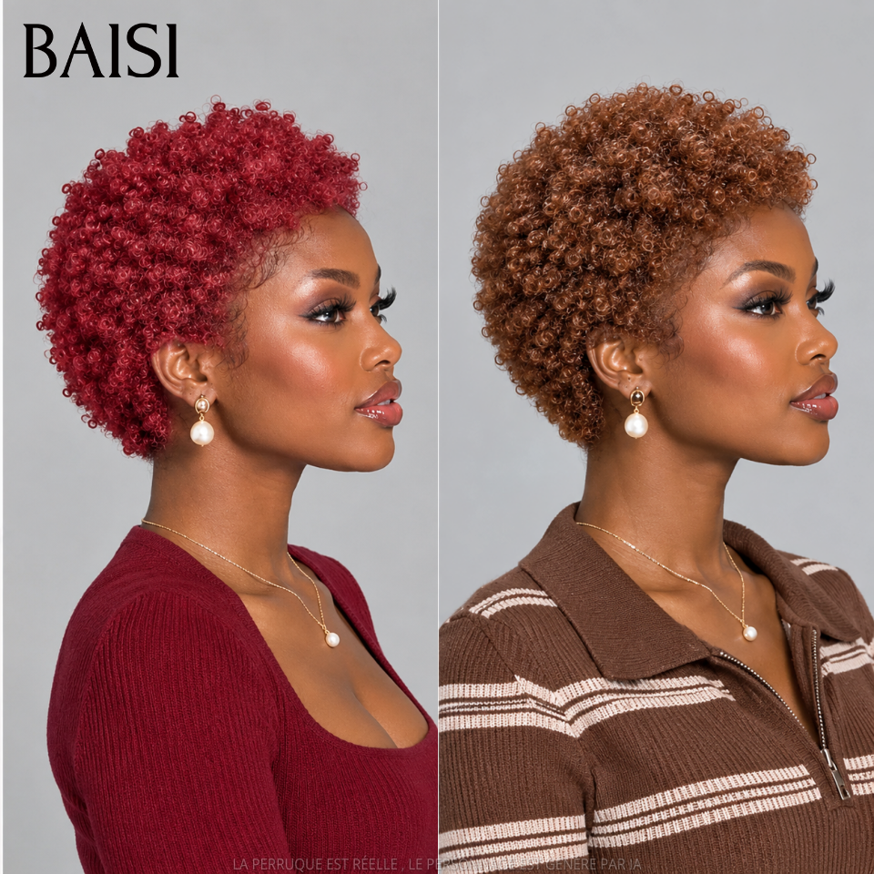 BAISI venda flash Compre 1 por 79€ e receba 2 Liso com franja 8 polegadas e pixie finger wave em 100% cabelo humano verdadeiro código:MP50