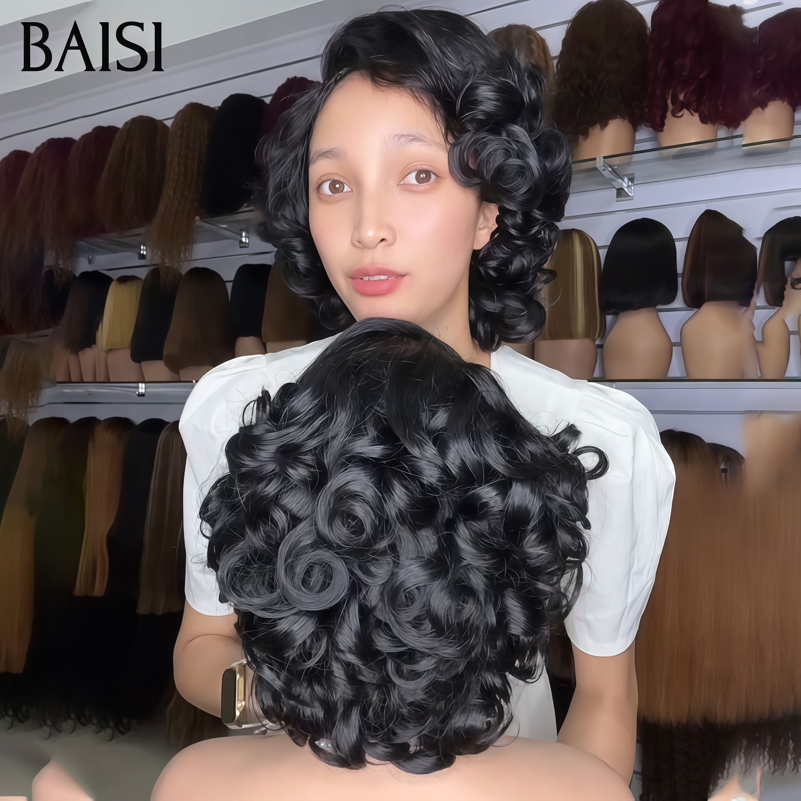 BAISI 13x4 Lace ou 5x5 Lace Pixie Ondulée Couleur noir 10pouces 75€ ou 12pouces 95€ Très bonne Qualité en 100% Cheveux Humains 