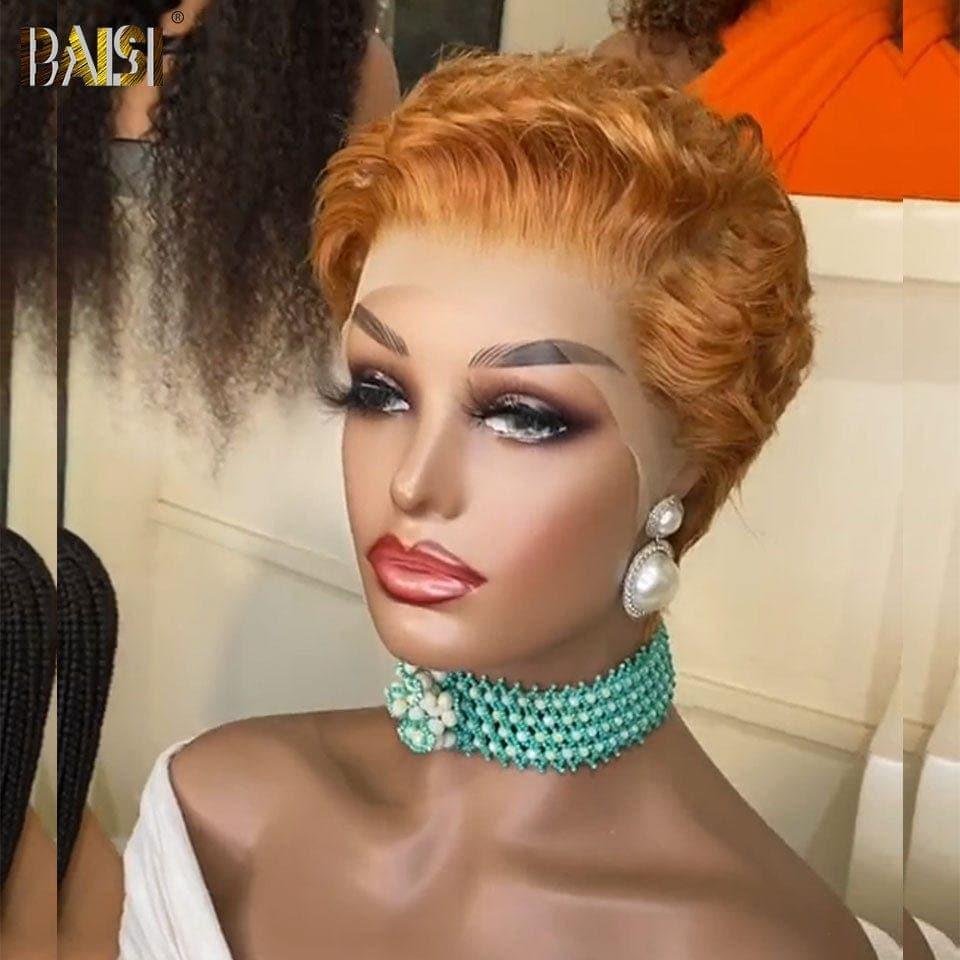 BAISI 13X4 Perruque pixie Vague En Couleur en 100% Cheveux Humains