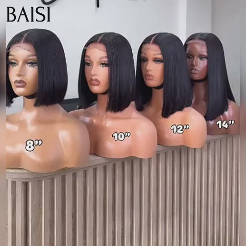 BAISI Perruques 2X6 Lace de Luxe 100% Viêtnam Hair Perruque BOB Noir Lisse Vietnam Hair