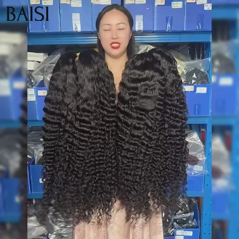 BAISI Perruque pour revendre 13x4 lace frontal deep wave 22 Pouces 129€ noir en 100% Cheveux Humains