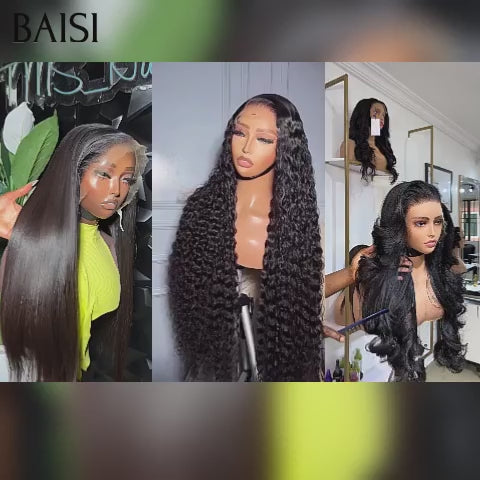 BAISI 3 Perruques 300€ 13x4 lace frontal Lisse et curly wave et Body wave 24 pouces en 100% vrais cheveux humains