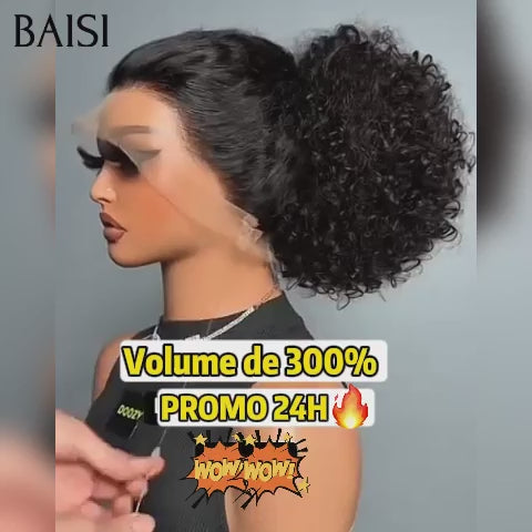 BAISI perruque 360 lace curly wave 20 Pouces 199€ en chignon bun Upgrade Invisible Strap invisible et réglable 300% densité en 100% Raw Hair
