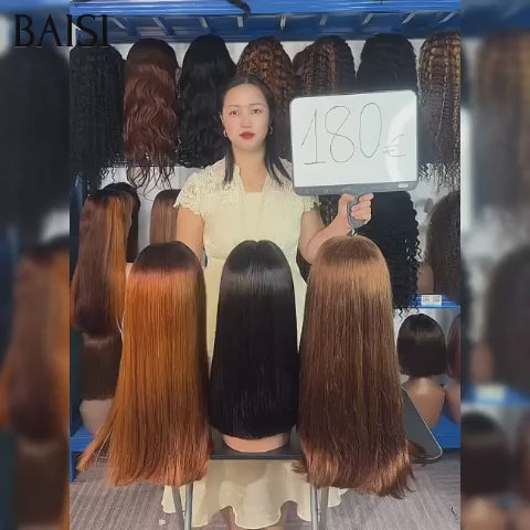 BAISI 3 Perruques 180€ promotion 13x4 Lace frontal Bob Lisse 3 couleurs en 100% Cheveux Humains