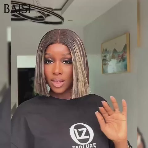 BAISI Perruque Bob Lisse avec frontal couleur Couleurs personnalisées Mixte Miel 8 Pouces 69€ en 100% Cheveux Humains