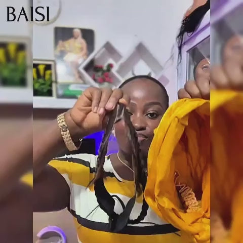 BAISI Lace Frontale avec natte 49€ moitié prix prête à porter sans colle simple et efficace résultat beau et naturel  En 100% Cheveux Humains MP50