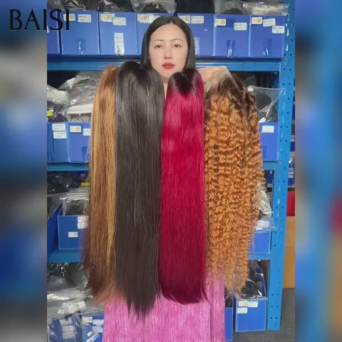 BAISI Perruque pour revendre 4 perruques 280€ 13x4 lace frontal deep wave et Lisse 20 Pouces 4 couleurs en 100% Cheveux Humains