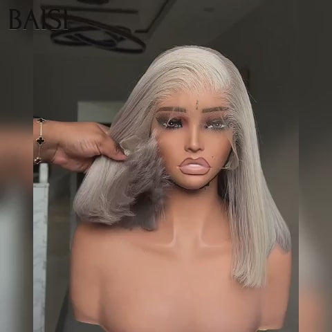 BAISI Collection Poivre et Sel 13X4 lace Perruque Lisse gris 10 Pouces 118€ 100% Vietname Hair SDD Belle Couleur en 100% Cheveux Humains