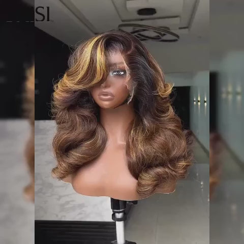 BAISI Perruque avec lace frontal 13x4 Bouclée Egg Wave 8 pouce 56€  en couleur Marron Mixte Miel En 100% Cheveux Humains