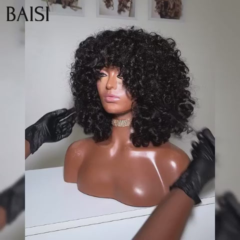 BAISI perruque BOB Egg wave avec Frange 12 pouce 79€ sans Colle en 100% Vrais Cheveux Humains