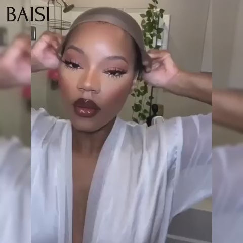 BAISI Perruque 13X4 lace frontal kinky straight BOB 10 Pouces 200% densité noir Moitié Prix 85€en 100% Cheveux Humains MP50