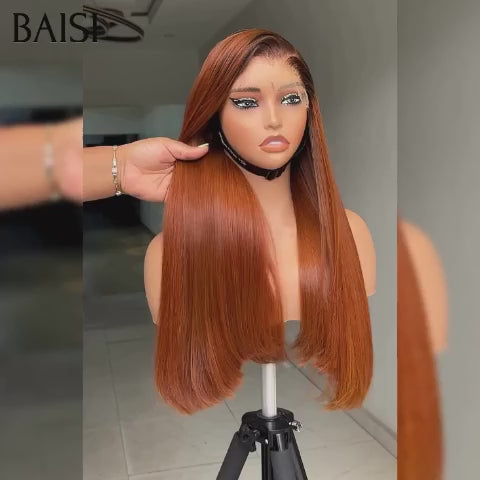 BAISI 2X6 lace closure perruque en couleur orange 350# de luxe SDD BONE Straight Lisse Bob Haute Qualité en 100% Vietnam Hair