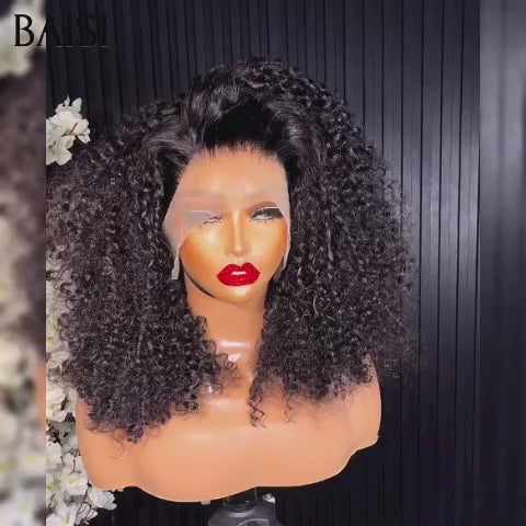 BAISI 13x4 Lace frontal Perruque Afro Curl 18 pouce 99€ Raw Hair en 100% Vrais Cheveux Humains