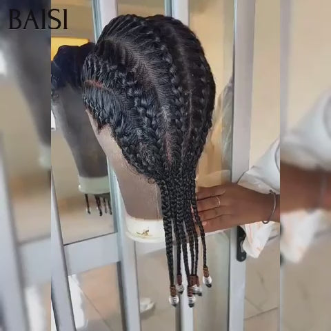 BAISI Perruques Full Lace avec coiffure tressée natte Promo 149€ Bob NOIR Élégant et facile à porter 100% comme indiqué sur la photo En cheveux humains