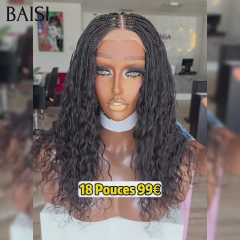 BAISI perruque 18 Pouces curly wave avec lace frontal Petite natte frisé 99€ 100% cheveux humains