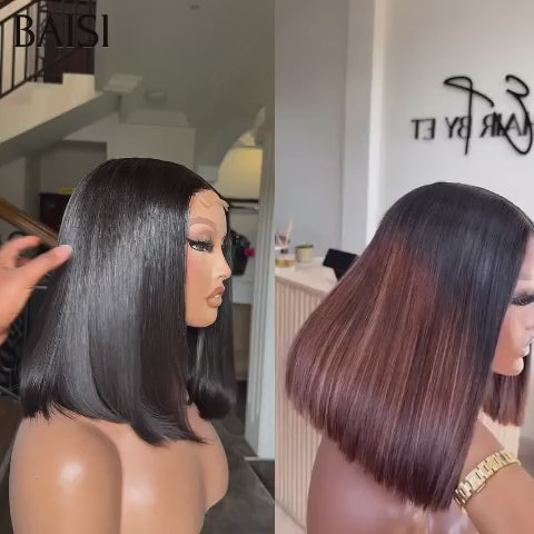 BAISI HAIR FR 2 Perruques en Gros 119€ 4x4 lace closure Lisse BOB 10 Pouces ou Lot De 3 Perruques En Couleur Orange 450€ En 100% Cheveux Humains