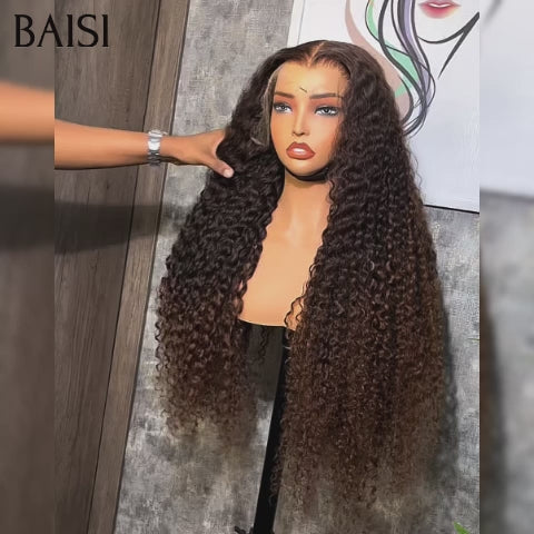 BAISI Achetez 2 perruques minimum au prix d'usine fournisseur 13X4 frontal perruque trop longue deep wave 30 Pouce Marron 199€ en 100% cheveux humains
