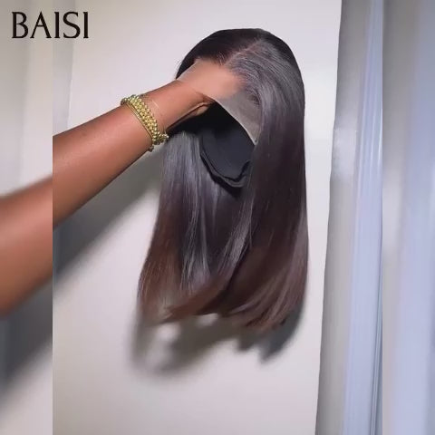 BAISI pour revendre perruque 4x4 lace closure Raw Hair 79€ 10 pouces 79€ ou Vietnam Hair 149€ couleur 1BT4# Marron en 100% vrais cheveux humains