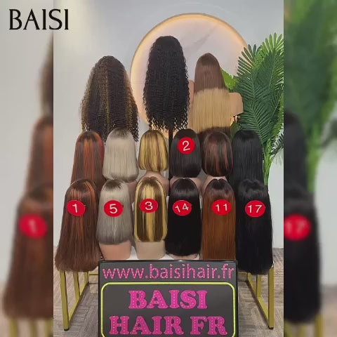 BAISI PROMO 15 perruques 1299€ 2X6 lace closure Lisse BOB en Différentes couleurs de luxe SDD BONE Straight Haute Qualité et 13x4 lace curly wave en 100% Cheveux Humains
