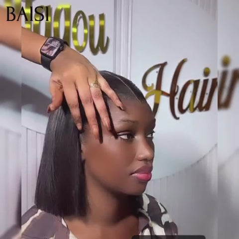 BAISI 13x4 Lace frontal Perruque Lisse SDD BONE Straight 76€ 10 Pouces En 100% Cheveux Humains Vietnam Hair BS50