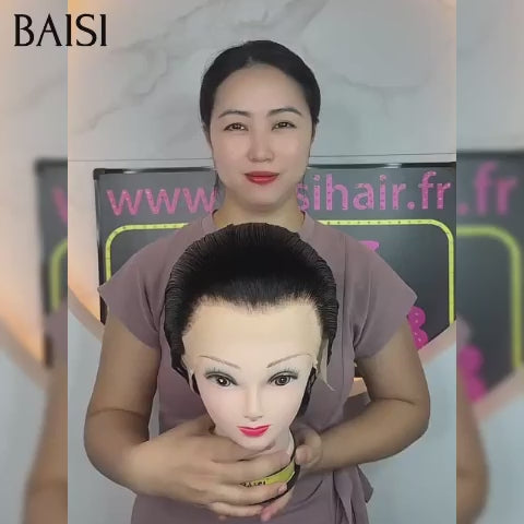 BAISI 13X4 lace Perruque Pixie Lisse NOIR 66€ Coiffure moitié prix 100% Cheveux Humains MP50