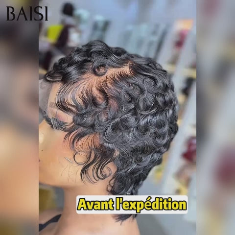 BAISI 13X4 Frontale Perruque chioma Pixie petite coupe 6 pouces 58€ En 100% Cheveux Humains VIP100
