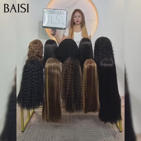 BAISI Grande PROMO 10 perruques 1450€ 13X4 lace frontal Lisse et curly wave Une variété de perruques au choix en 100% vrais cheveux humains