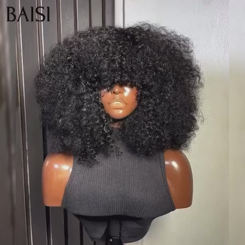 BAISI Achetez 2 perruques minimum au prix d'usine fournisseur en France TVA 0€ 48H arrivé Kadia curly wave avec Frange BOB(Pas Besoins De Code)