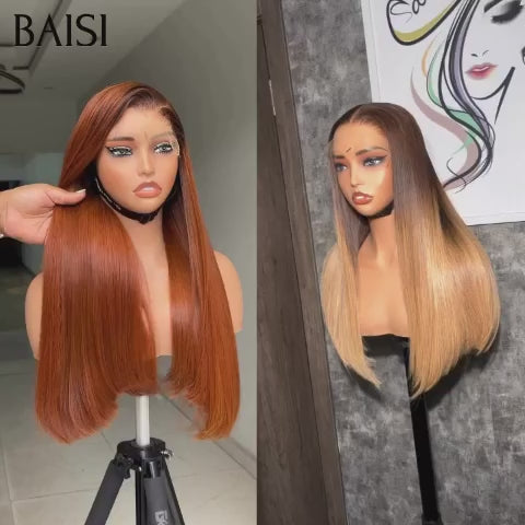 BAISI PROMO 2 perruques 100€ lace closure en couleur Marron 1B30# et Miel 4T27# de luxe SDD BONE Straight Lisse Bob Haute Qualité en 100% Vietnam Hair