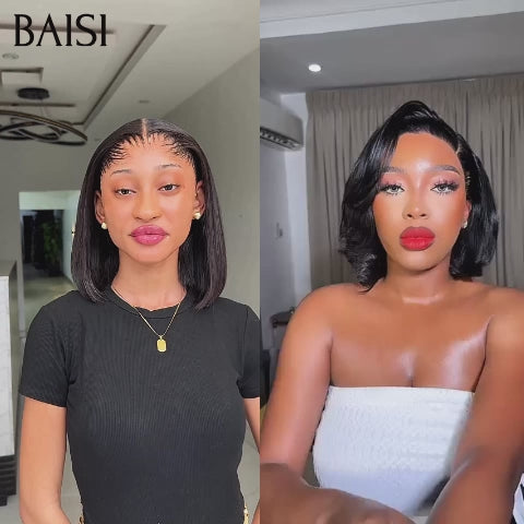 BAISI vente flash 2 perruques 119€ 4x4 lace closure 10 Pouces Body wave et Lisse en 100% vrais cheveux humains Code: VIP100