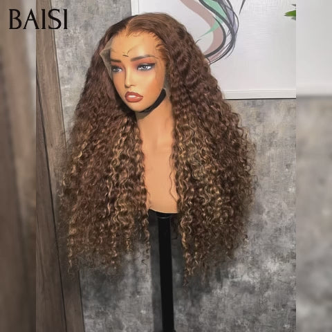 BAISI Achetez 2 perruques minimum au prix d'usine fournisseur 13x4 Lace Frontal Perruque Deep Wave 22 pouce Mixte Miel 129€ ou Noir Marron en 100% Cheveux Humains (Pas Besoin de Code)