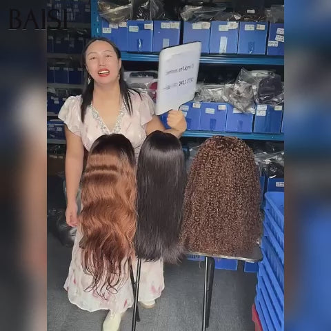BAISI Promotion Black Friday 199€ pour 3 pièces perruques 13x4 lace frontal body wave et lisse et curly wave en 3 couleurs en 100% Cheveux Humains