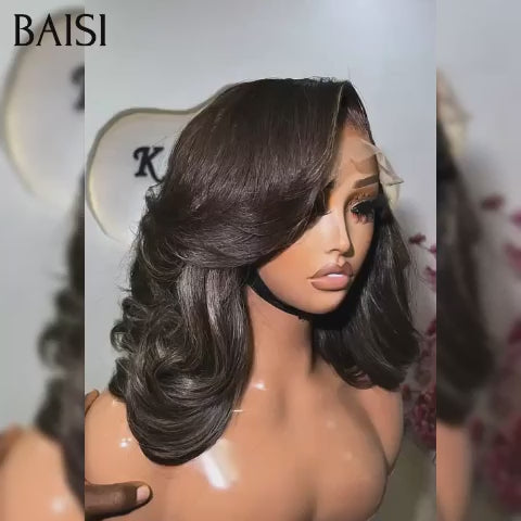 BAISI pour revendre 13x4 lace frontal  perruque Body wave BOB 14 pouces 69€ NOIR en 100% vrais cheveux humains