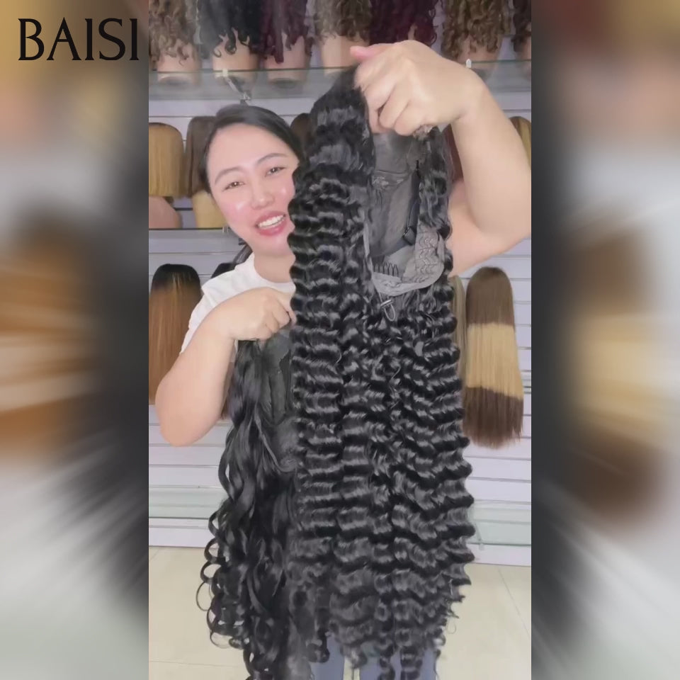 BAISI 13x4 Lace Perruque Bouncy et Deep Wave 18Pouces Ou 5x5 Lace Perruque Bouncy et Deep WaveHDD 28Pouces Très Bonne Qualité en 100% Cheveux humains MP50