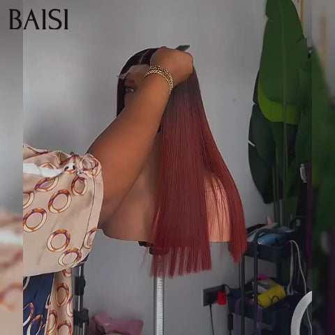 BAISI 13X4 lace Perruque lisse En Couleur personnalisées Belle Couleur Élégant et à la mode 100% CHEVEUX HUMAINS