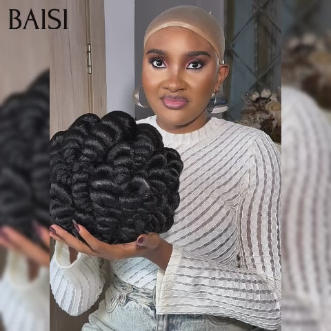 BAISI Perruque 169€ Tresses transparentes pour femmes noires 100% Cheveux Naturels perruque avec Petite natte NOIR 100% cheveux humains