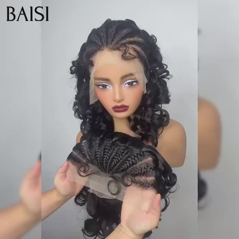 BAISI Grande PROMO 79€ 13X4 lace frontal avec natte Body wave 12 Pouces  NOIR en 100% Comme le montre l'image en 100% vrais cheveux humains